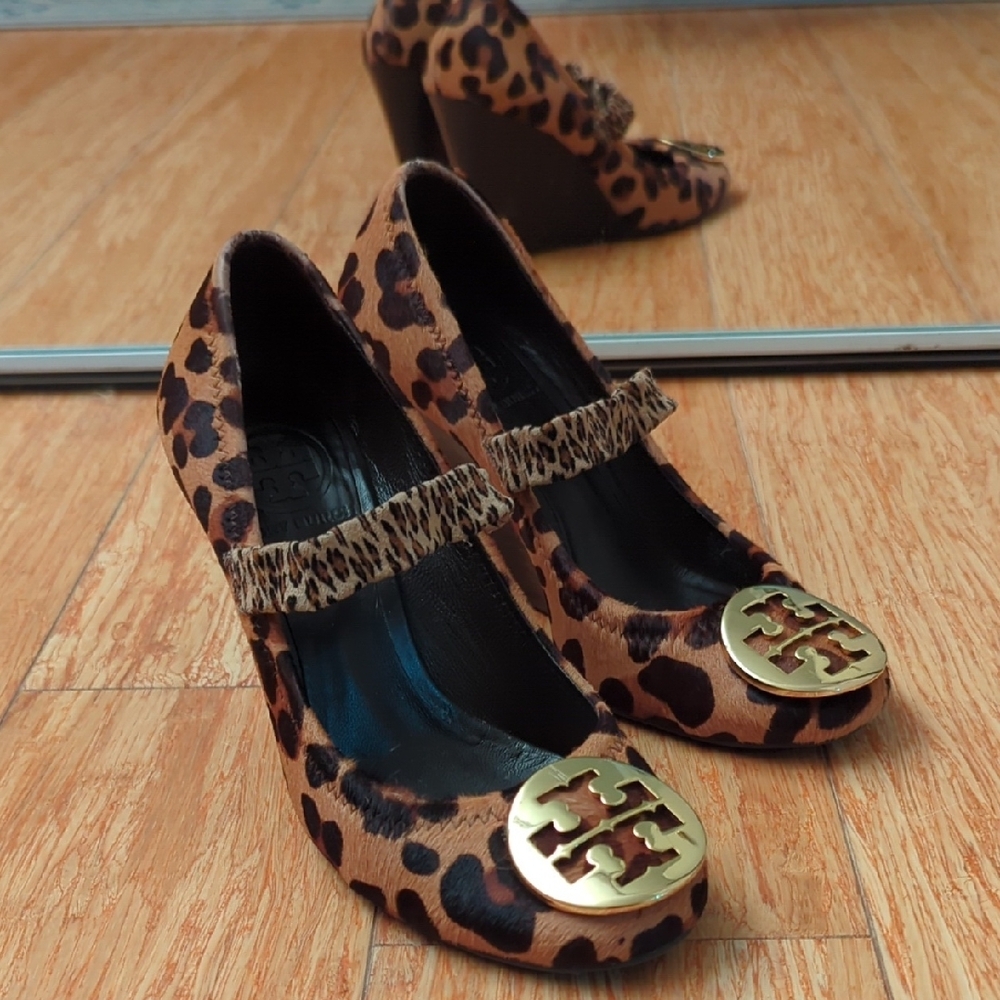 Tory Burch Leopard Print Wedge Shoes